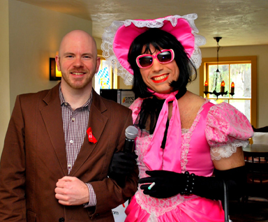 J. Dewey, ARCS' Director of Public Relations, with Trixie Starr, glamorous hostess