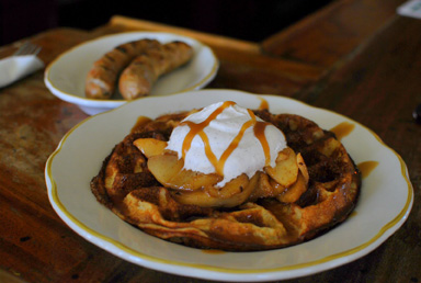 Guests enjoyed delicious brunch fare like this fruit-topped waffle.