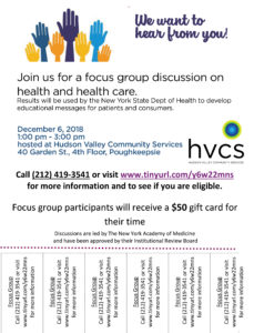 New York Academy of Medicine focus group flyer