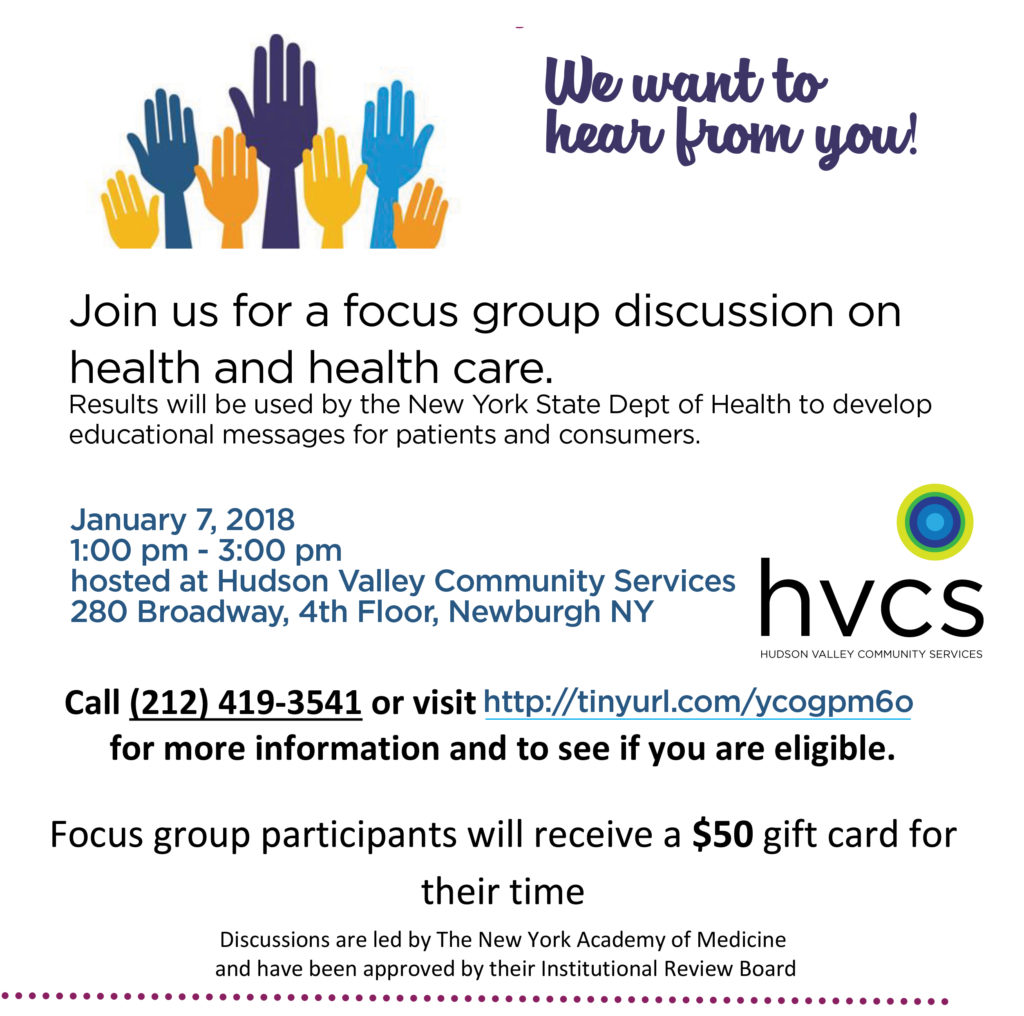 NY Academy of Medicine focus group on January 7, 2019