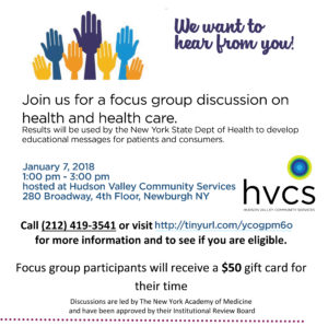 NY Academy of Medicine focus group on January 7, 2019