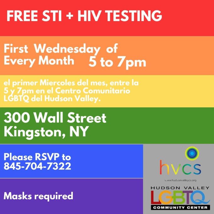 Free HIV and STI testing on the first Wednesday of each month