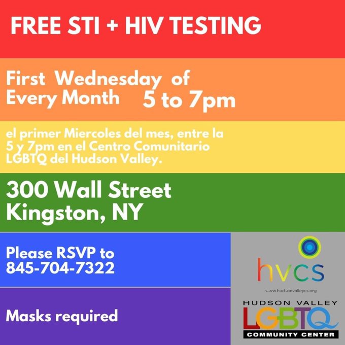 Free HIV and STI testing on the first Wednesday of each month